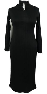 Nové - Dámské černé žebrované midi šaty River Island 