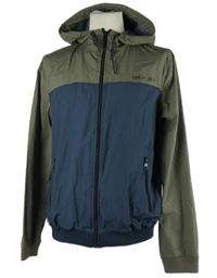 Pánská khaki-tmavomodrá plátěná jarní bunda s kapucí Sublevel 