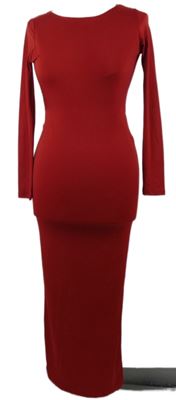 Dámské červené midi elastické šaty s volnými zády 