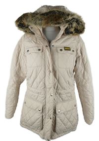 Dámská béžová prošívaná zateplená parka s kapucí Barbour 