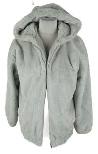 Dámská šedá kožešinová bunda s kapucí New Look 