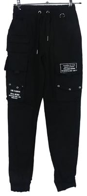 Dámské černé plátěné cargo kalhoty s kapsami Manier De voir vel. 32