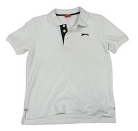 Bílo-černé polo tričko s logem Slazenger