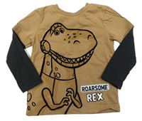 Hnědo-černé triko s dinosaurem Toy Story George