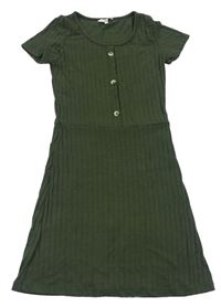 Zelené žebrované šaty E-Vie