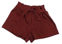Černo-červené vzorované kraťasy s páskem Primark