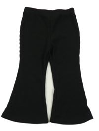 Černé žebrované flare legíny shein