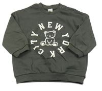 Tmavošedá mikina s medvědem a nápisem H&M