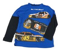 Modro-černé triko s auty F&F