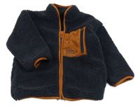 Tmavomodro-rezavá huňatá podšitá bunda Next