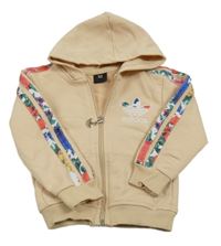 Béžová propínací mikina s logem Adidas a kapucí 