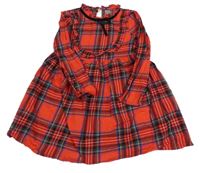Červeno-barevné kostkované plátěné šaty Next