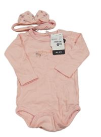 2set- růžové body s nápisem+ čelenka Zeeman