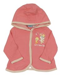 Růžová lehká propínací mikina s Tweetym a kapucí 