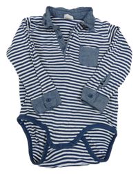 Tmavomodro-bílé pruhované košilové body H&M