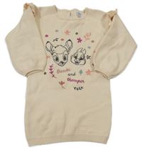 Béžové svetrové šaty s Bambim a Dupíkem Primark