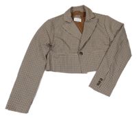 Hnědé kostkované crop sako Primark