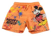 Neonově oranžové plážové kraťasy s Mickeym a kaňkami zn. Disney
