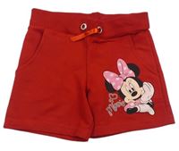 Červené teplákové kraťasy s Minnie 