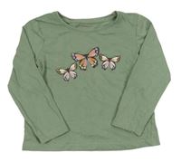Khaki triko s motýly Primark
