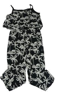 Černý kalhotový overal s palmami H&M