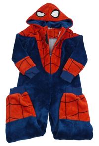 Tmavomodro-červená chlupatá kombinéza s kapucí - Spiderman Marvel