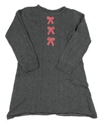 Tmavošedé pletené šaty s mašlemi Mothercare