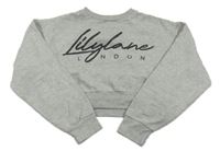 Šedá crop mikina s nápisem 