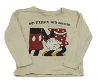 Béžové triko s Mickeym a Minnie Disney