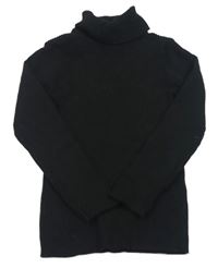 Černý žebrovaný svetr s rolákem Nutmeg