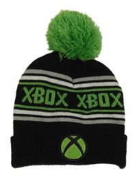 Černo-zelená čepice s bambulí - X-BOX