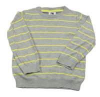 Šedo-žlutý pruhovaný svetr Mothercare