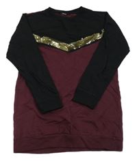 Če,rno-vínová dlouhá mikina s flitry Zeeman