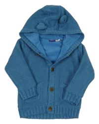 Modrý propínací podšitý svetr s kapucí Lupilu