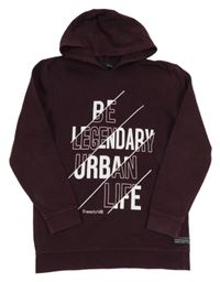 Lilková mikina s nápisem a kapucí George