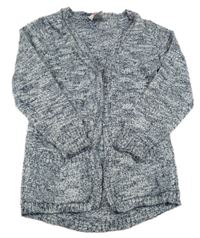 Tmavomodro-bílý melírovaný pletený cardigan Topolino