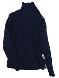 Tmavomodrý žebrovaný svetrový rolák Nutmeg