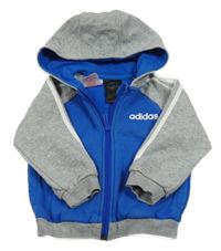 Modro-šedá propínací mikina s kapucí Adidas