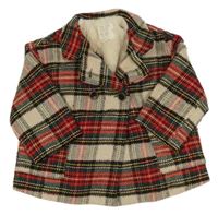 Béžovo-zeleno-červený kostkovaný zateplený kabátek Zara