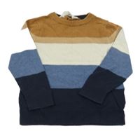 Hnědo-smetanovo-modrý svetr H&M