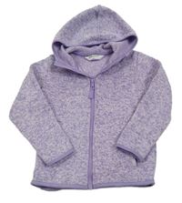 Fialová melírovaná pletená propínací mikina s kapucí H&M