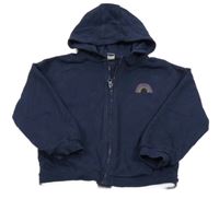 Tmavomodrá propínací mikina s duhou a kapucí Tu