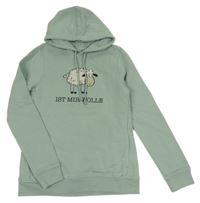 Zelenošedá mikina s ovcí a kapucí