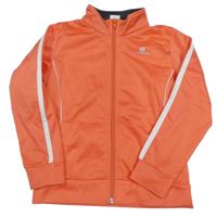 Korálová sportovní propínací mikina s pruhem Domyos