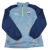 Světle-tmavomodro-neonová sportovní mikina s potiskem 