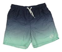 Tmavomodro-zelené ombré plážové kraťasy s potiskem H&M