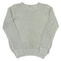 Stříbrný perforovaný svetr zn. H&M