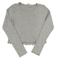 Šedé melírované crop triko H&M