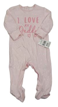 Světlerůžový overal s nápisem a srdíčky Matalan