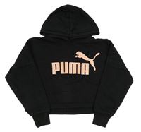 Černá crop mikina s logem a kapucí Puma